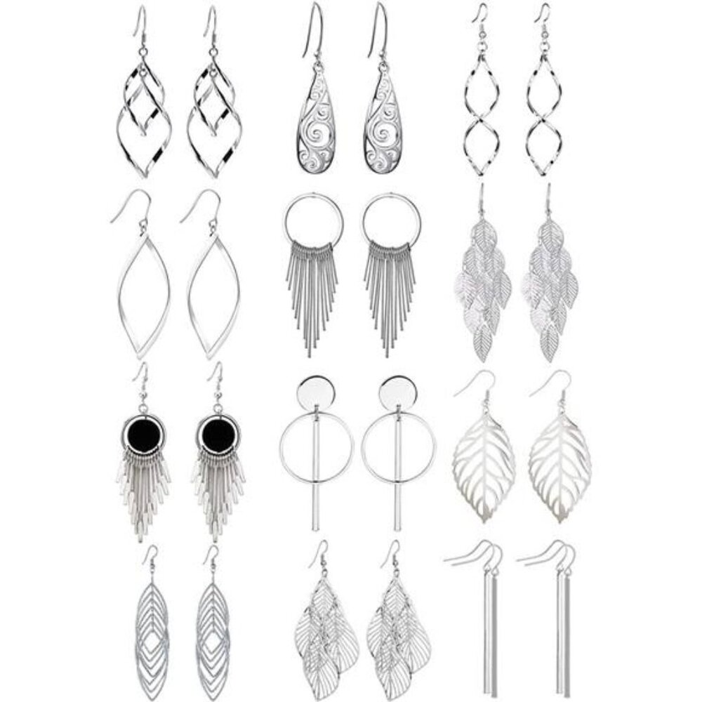 12 Pairs Drop Dangle Earrings boho Fashion Jewelry Vintage Statement Boho Trendy